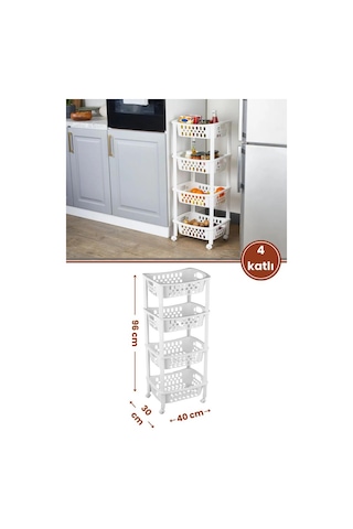 Flosoft 4 Katlı Patates Ve Soğanlık, Katlı Sebzelik Meyvelik Mutfak Banyo Balkon Düzenleyici Raf Beyaz