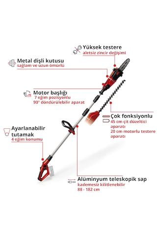 Einhell GE-HC 18 Li T, Akülü Çok Fonksiyonlu Budama Seti (4,0 Ah Akü ve Şarj Cihazı Dahildir)