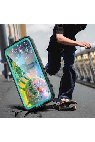 Apple Uyumlu iPhone 14 Pro Max Kılıf 360 Su Geçirmez 1-1 Silikon Zırhlı Kapak Siyah