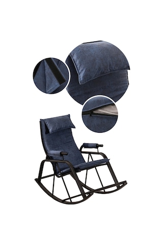 Sallanan Sandalye, Metal Ayaklı Tv Koltuğu, Sallanır Dinlenme Koltuğu, Demonte Sallanan Berjer Lacivert