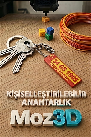 Kişiye Özel Sarı Kırmızı Plaka Anahtarlık