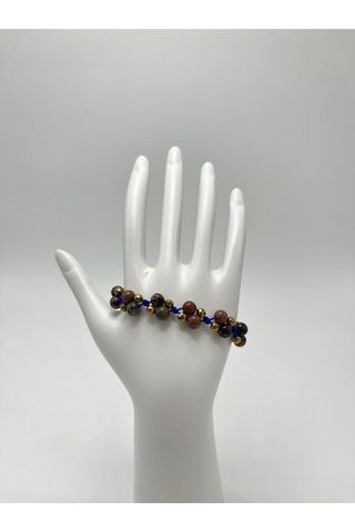 Yıldız Doğal Taş 6mm Ipli Rodanit Ayarlanabilir Ölçü Doğal Taş Bileklik Kahverengi