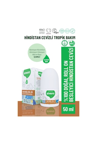 Siveno %100 Doğal Roll On Hindistan Cevizli Deodorant Ter Kokusu Önleyici Bitkisel Leke Bırakmayan Vegan 50 ML