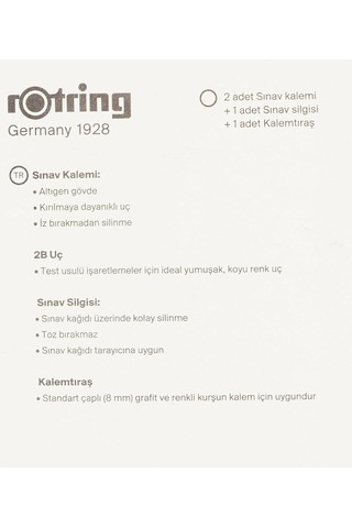 Rotring Ro-2090068wk Sınav Seti - Sınav Kalemi, Silgi, Kalemtraş, Siyah Genel