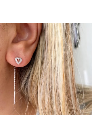 Simurg Jewellery 14 Ayar Beyaz Altın Taşlı Küpe