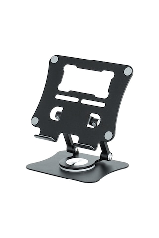 Cbtx G68 Masaüstü Katlanabilir Telefon Tablet Standı Alüminyum Alaşımlı 360 Derece Dönen Tablet Tutucu - Siyah