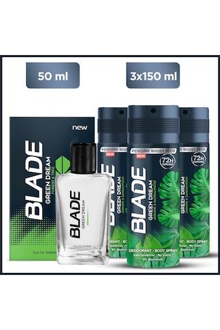 Blade Green Dream Erkek Parfüm EDT 70 ML + Green Dream Erkek Sprey Deodorant 3 x 150 ML