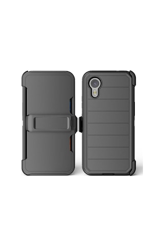 Zore Samsung Galaxy Uyumlu Xcover7 Pro Kılıf Omsy Double Clip Kapak - Siyah