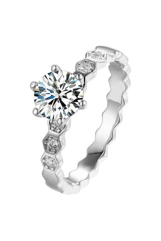 Yeşil Bagueringen Klasik Altı Pençe 1 Karat Mozanit Yüzük Kadın Düğün Takısı S925 Ayar Gümüş Kaplama Pt950 Kore Moda Hediye