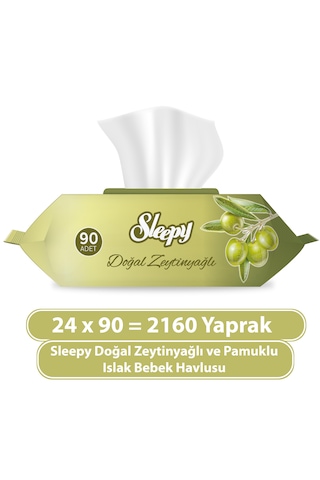 Sleepy Doğal Zeytinyağı Ve Pamuksu Lifler Islak Havlu 24 x 90'lı 2160 Yaprak