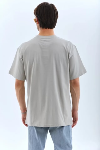 Veraura Lifestyle Unisex Oversize Taşlı Bisiklet Yaka T-shirt - Gri