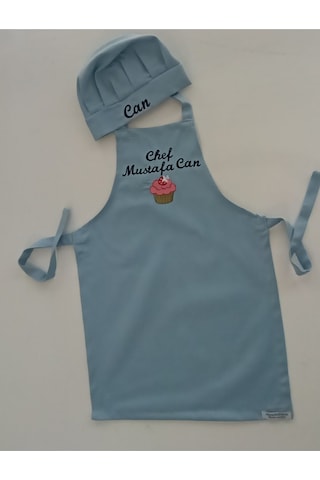 Moms And Babies İsimli Cupcake Çocuk Mutfak Etkinlik Ana Okulu Önlüğü Su İtici Leke Tutmaz Kumaş 0- 14 Yaş Mavi