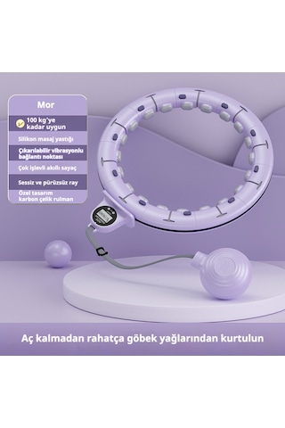 Snapbuy Aklıllı Hulahop, İncelme Destekleyici, Düşmez, Sökülebilir, Sayaçlı, 65 110 Cm Bel Çevresi İçin Mor
