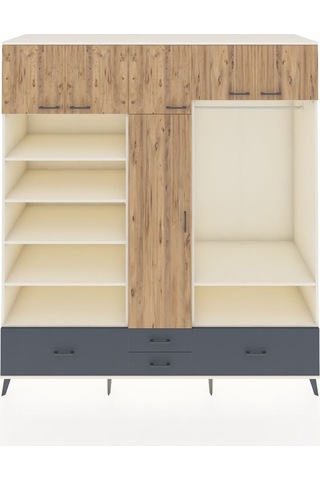 Kronos Dolap 18 Raflı 4 Çekmeceli Tek Askılı 220x59x243 Aytaşı-çam/antrasit Atlas Çam/antrasıt