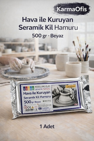 Hava İle Kuruyan Seramik Kil Hamuru 500 Gr Beyaz 1 Adet Beyaz