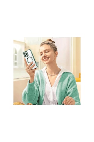 Newface - 753 - Apple iPhone Uyumlu 16 Pro Max Kılıf Kross Magneticsafe Kapak - Csmo-tex - - Gümüş