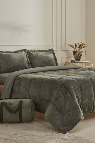 Karaca Home Flufy Çift Kişilik Soft Dream Comfort Set Haki Yeşil