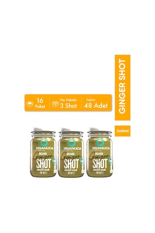 Avantajlı 16 Paket 3 Lü Organik Zencefilli İçecek Ginger Shot 60 Ml- 48 Adet