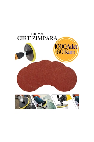 1000 Adet 115 Mm Cırt Zımpara Kağıdı 60 Kum Avuç Taşlama Spiral Uyumlu Velcro Deliksiz Cırtlı Zımpara