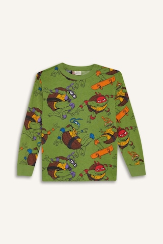 Defacto Erkek Çocuk Teenage Mutant Ninja Turtles:mutant Mayhem Pijama Takımı Uzun Kollu Üst Uzun Alt F3407a825augn75 Yeşil