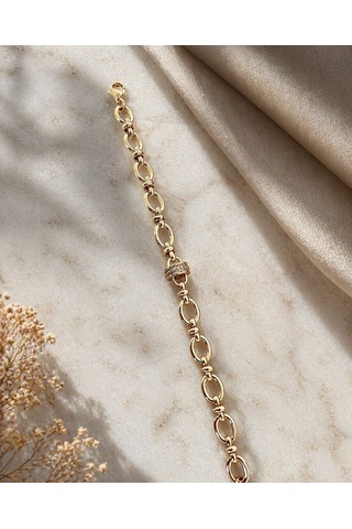 Cm Jewelry Oval Zincir Bileklik Gold Premium Şık Tasarım Ayarlanabilir Altın