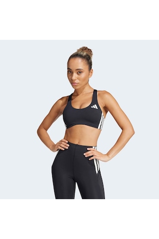 Adidas Powerreact Train Medium Support 3 Stripes Kadın Siyah Antrenman Bra Jh1420 Siyah