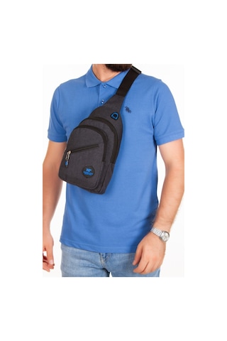 Newısh Polo Accessorıes Unisex Siyah Keten Kulaklık Çıkışlı Çapraz Askılı Bel Ve Omuz Çantası Siyah
