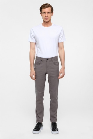 Süvari Gri Slim Fit 5 Cep Kalıp Armürlü Kanvas Pantolon