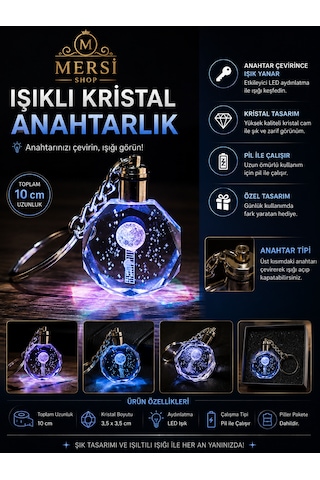 Astronot Tasarımlı Işıklı Kristal Anahtarlık Renk Değiştiren Led Anahtarlık Şeffaf