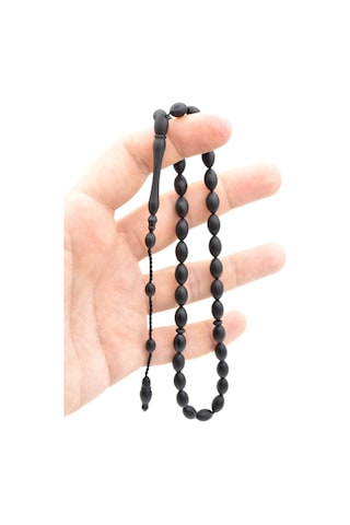 Usta İşi Sistemli Alman Siyah Fiber Tesbih Orta Boy 001