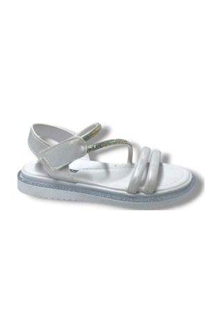 Arzen Bebe 221-25 Anatomik Taşlı Cırtlı Kız Çocuk Sandalet 31-36 Beyaz