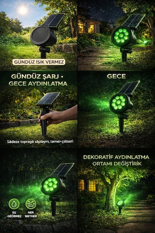 Güneş-solar Enerjili 10 W Yüksek Işık Çim Armetür Yeşil