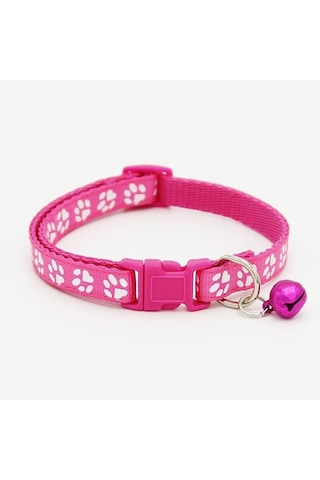 Pembe Çanlı Ayarlanabilir Köpek Yavrusu Bling Pati Baskılı Köpek Tasma Pembe