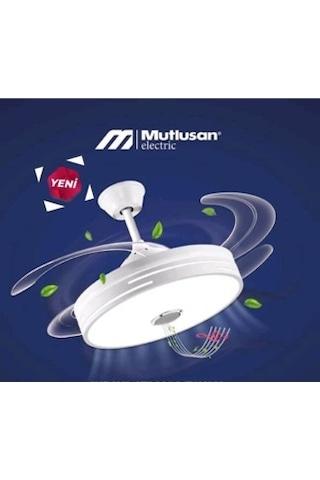 Mutlusan 20''30 Watt 250 Dd 220/230 Volt Monofaze Aydınlatmalı Işıklı Bluetoothlu Uzaktan Kumandalı Tavan Vantilatörü Beyaz