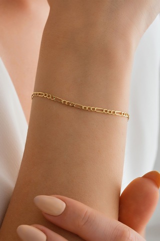 14 Ayar Altın Figaro Zincir Bileklik Sarı Altın