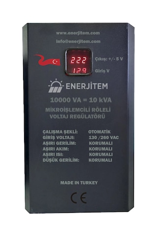 Enerjitem 10 Kva Röleli Voltaj Regülatörü 1f/1f 130-260v 10000va