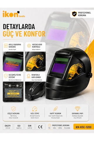 Otomatik Kararan Kaynak Maskesi Ayarlanabilir Kaynakçı Maskesi Tıg Mıg Mma Uyumlu