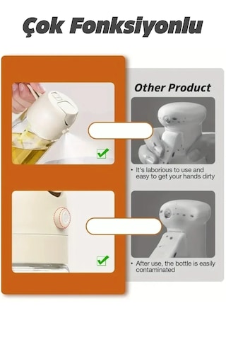 2 Adet Çift Fonksiyonlu Cam Yağdanlık Şişe Sprey Ve Dökme Beyaz