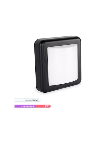 ACK 4W LED Duvar Apliği 6500K Beyaz Işık Siyah Kasa Dekoratif Duv Siyah