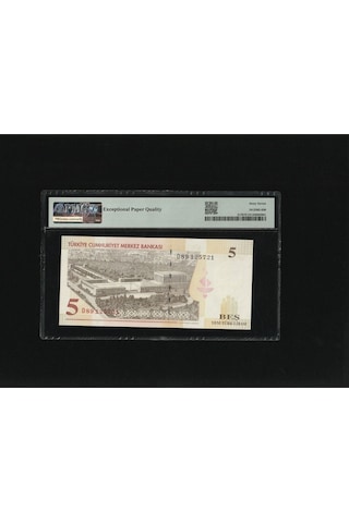 Beş Yeni Türk Lirası 5 Ytl P217 2005 Pmg 67 Epq Superb Gem Unc S/n D89 125721 8. Ems 1. Tertip
