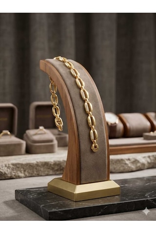 Xupıng Gold Renk Zirkon Taş Detaylı Zincir Bileklik Altın