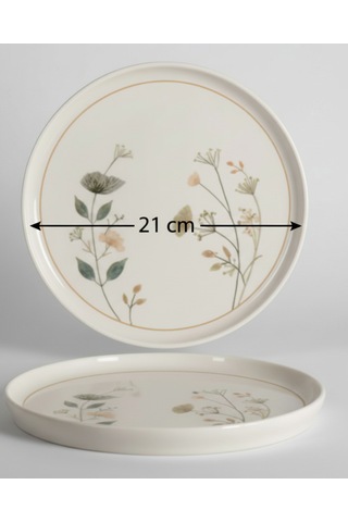 6 Kişilik Nodric Kenar Toledo Pasta Tabağı 20cm Dijital Arte Desen Krem