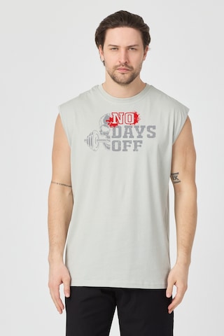 Urbantrendstore Baskılı Unisex Erkek Pamuklu Antrenman Sporcu Atleti Oversize Kolsuz T-shirt Gri