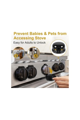 Gajeena Çocuk Ve Evcil Hayvan Korumalı Ocak Düğme Kapakları 5 Adet , Evrensel Boyut, Isı Dayanıklı 248 F , Slipless Tutuş, Sade Siyah Tasarım Çok Renkli