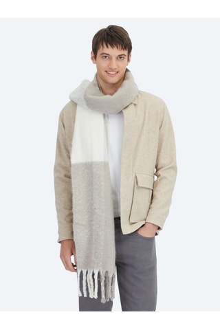 Kip Bej Oversize Fit Uzun Dokuma Yün Karışımlı Overshirt