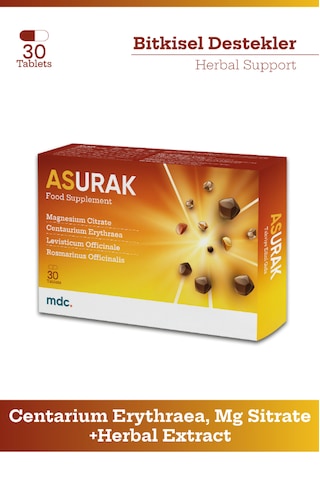 Mdc Asurak Kırmızı Kantaron Magnezyum Sitrat Levistikum Biberiye 30 Tablet