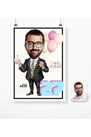 Bk Gift Kişiye Özel Doğum Günü Karikatür Afiş Poster 50 X 70 Cm. 15