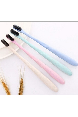 Flybuy : 4 Adet Bambu Diş Fırçası Seti - Yumuşak Kıllar, Seyahatlik Pembe Kasa