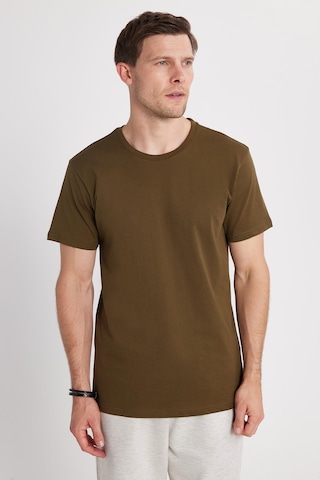 Tudors Unisex Slim Fit Dar Kesim %100 Pamuk Yumuşak Dokulu Haki Bisiklet Yaka Tişört-34608 Haki