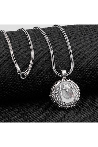 Takılingo 925 Ayar Gümüş Çift Taraflı Ayyıldız Açılabilir Cevşen Erkek Kolye Gümüş